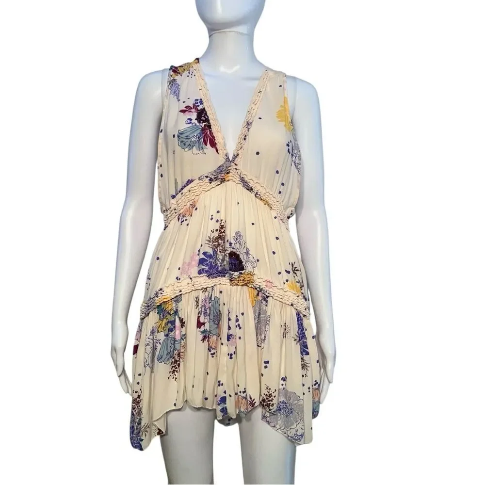 Free People Cream Floral Tunic